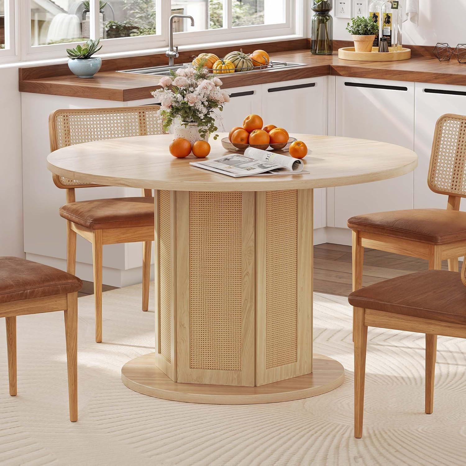 DWVO Round Dining Table for 4-6 People