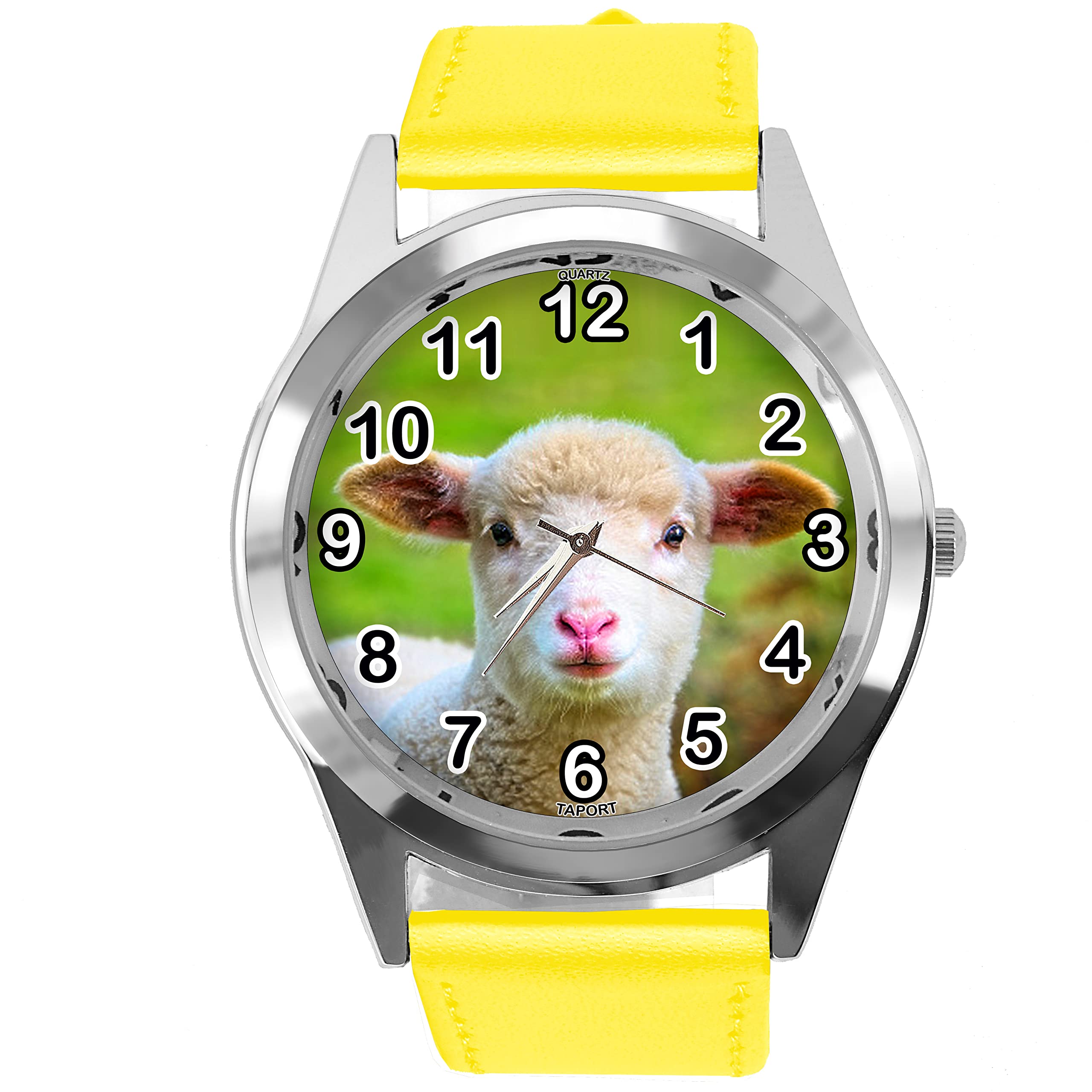 Orologio TAPORT Quadrante Rotondo Con Cinturino In Pelle Gialla – Design Farfalla E2, Gioiello Unisex Regalo - 3