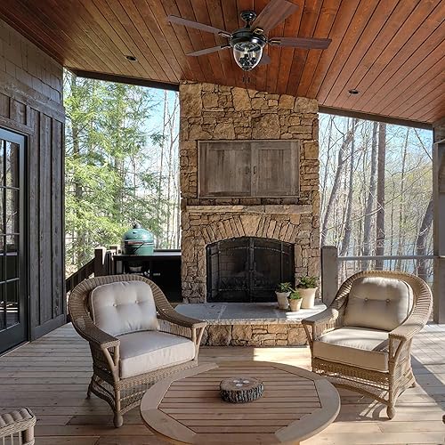 Miniatura 7 de Ventiladores de techo Honeywell 50615-01. Glencrest 52 pulgadas para interiores y exteriores, bombillas LED Edison, clasificación de humedad ETL,