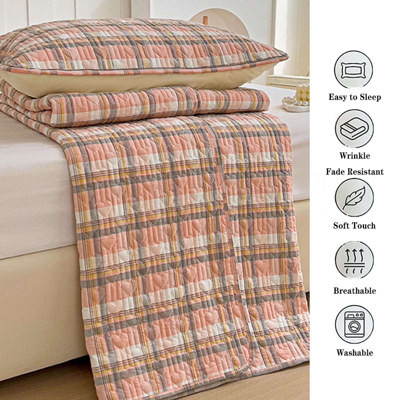 Tagesdecke 200 x 225 cm mit Kissenbezug Extra weiche Baumwolldecke Baumwolldecke als -Überwurf, Couch-Überwurf, Sofa-Decke