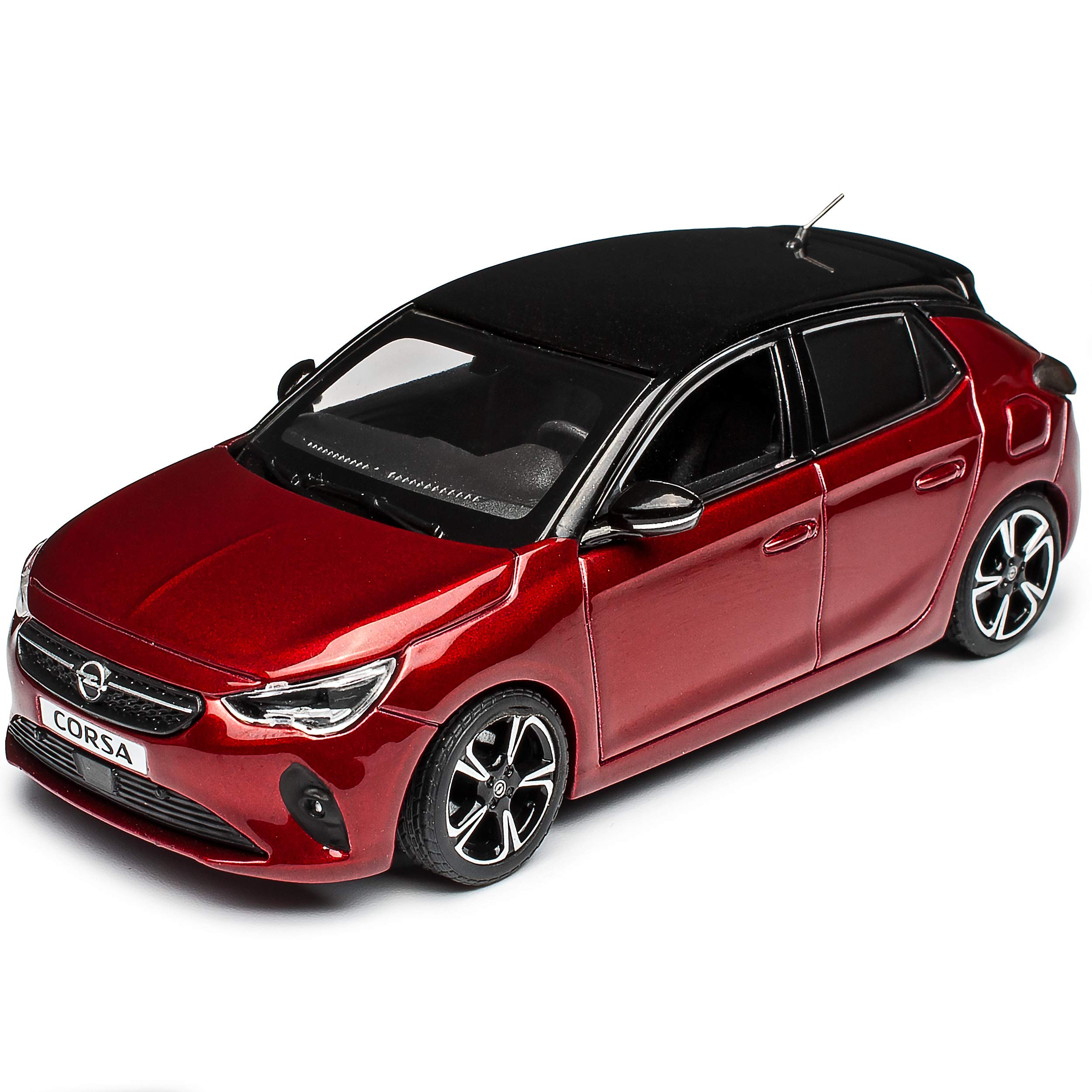 Generisch Opel Corsa F Dunkel Chili Rot Metallic mit Dach Schwarz Ab 2019 1/43 Minichamps Modell Auto