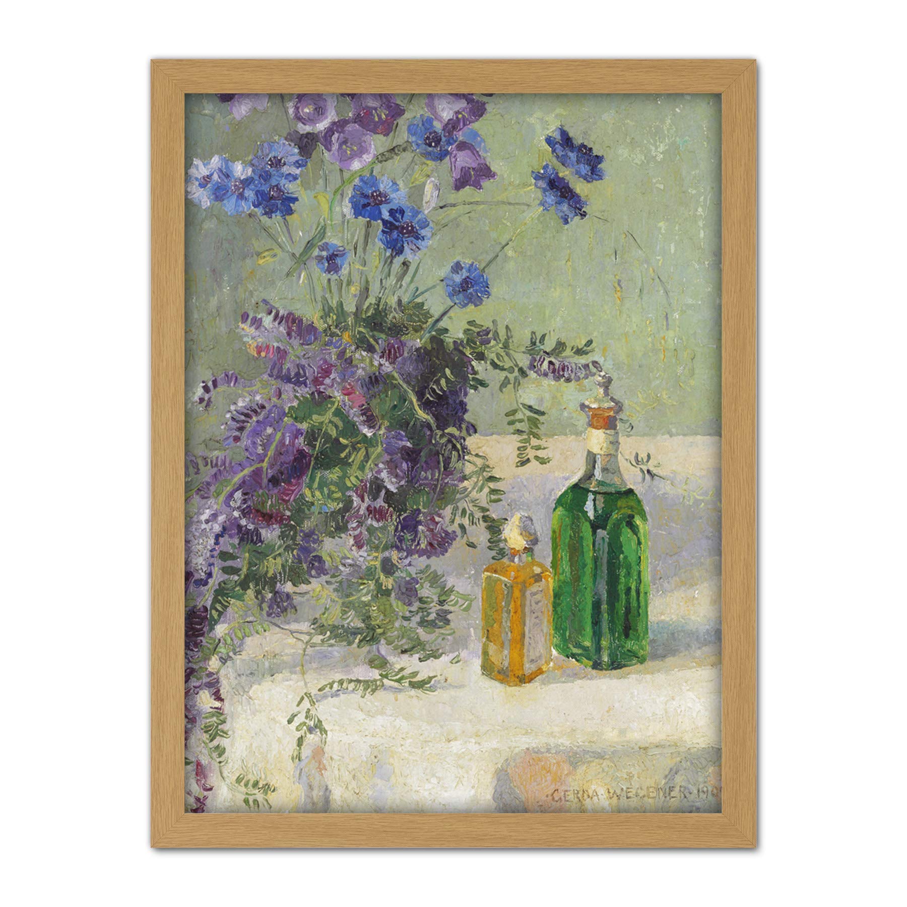 Wegener Flowers Bottle Still Life Painting Artwork Framed Wall Art Print 18X24 Inch