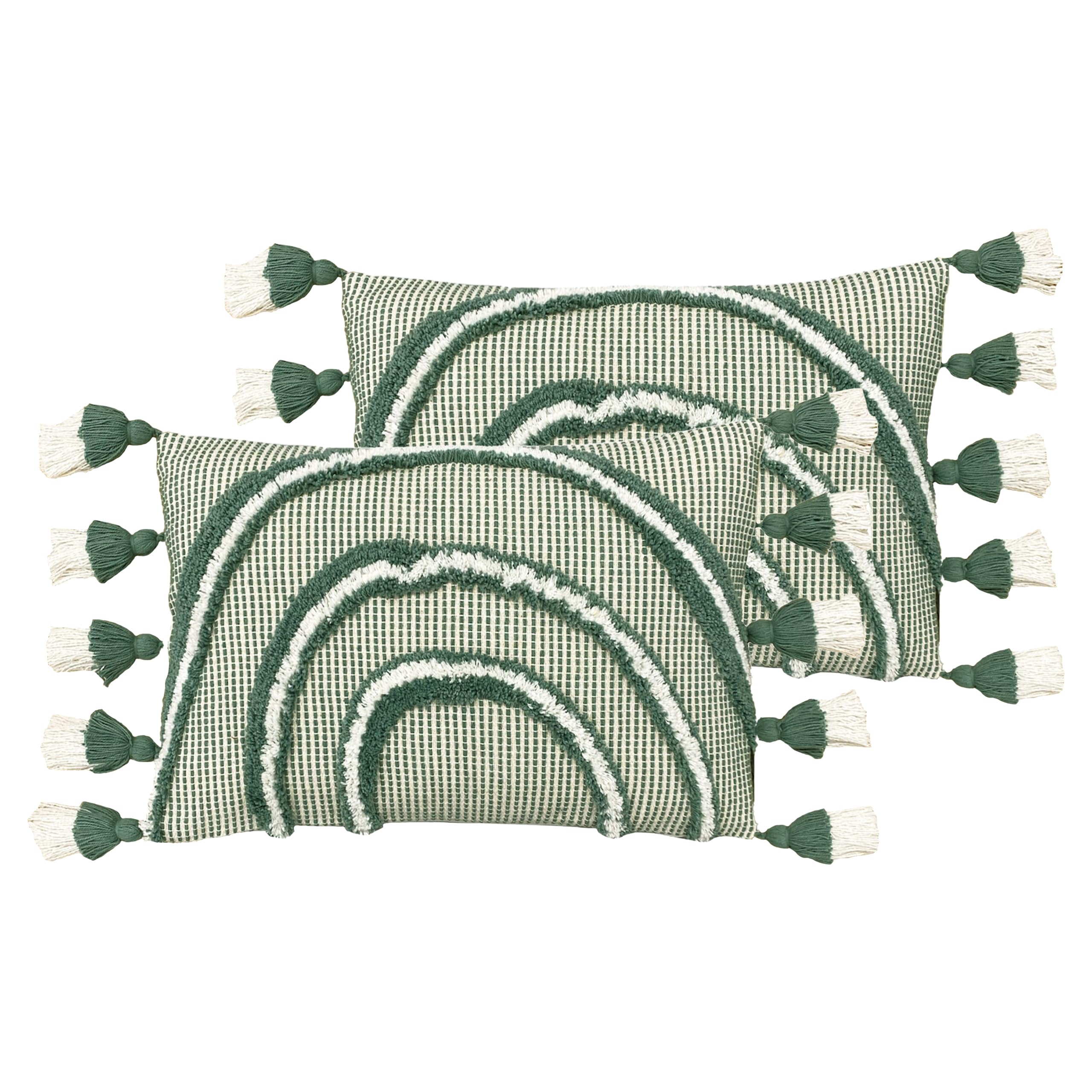 furn. Rainbow Tuft Feather Filled Cushions Twin Pack