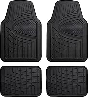 FH Group Heavy-Duty Rubber Floor Mats Universal Fit Full Set - Trimmable ClimaProof All-Weather Protection for Cars SUVs Trucks Black