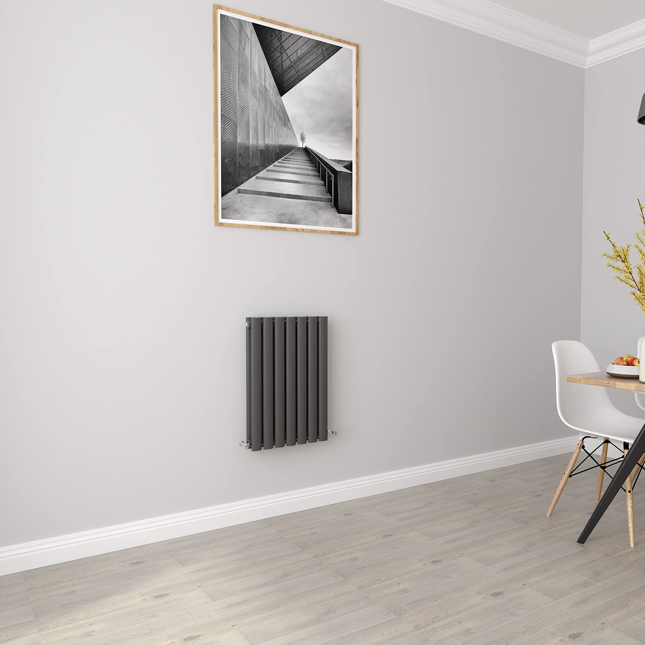 Anthracite Radiators Horizontal Oval Double Panel Designer Small Radiator 600x413mm Central Heating Radiators