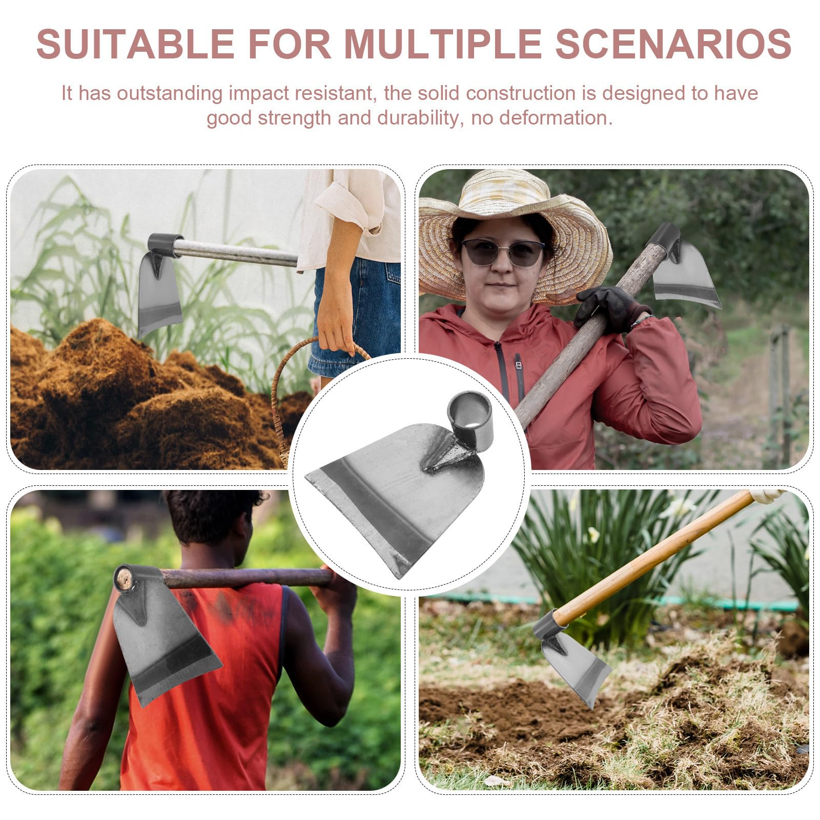 SEWACC Houe de Jardinage Robuste en Acier Inoxydable pour Creuser et Désherber, Outil Manuel Léger pour Jardinage Extérieur et Culture des Fleurs