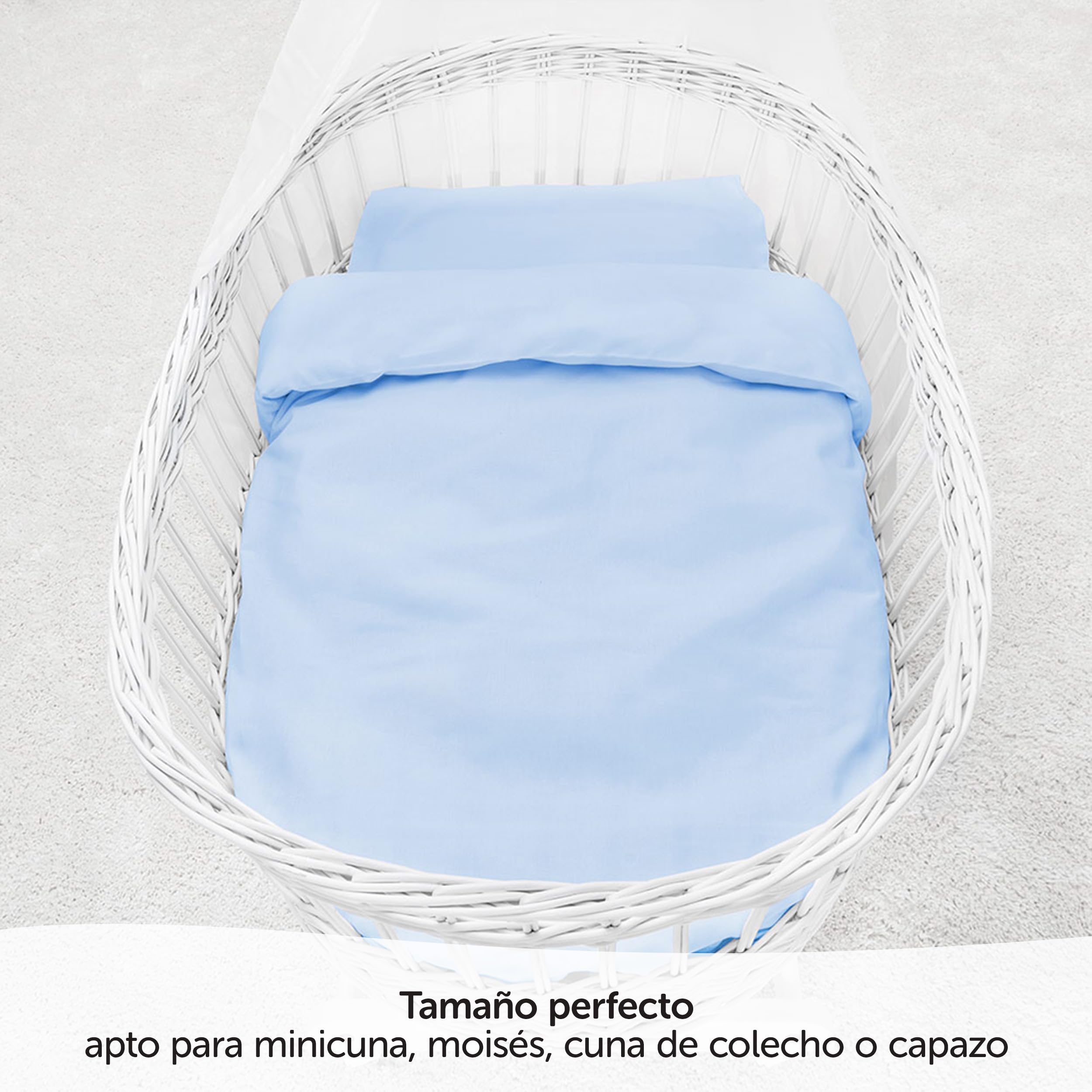 MAKIAN Juego Nórdico Minicunas y Moisés 2 Piezas 80x80 cm y 35x40 cm | Ropa de Cama para Bebé 100% Algodón Transpirable Ideal para Recién Nacidos y Pieles Sensibles | Certificado Oeko-Tex
