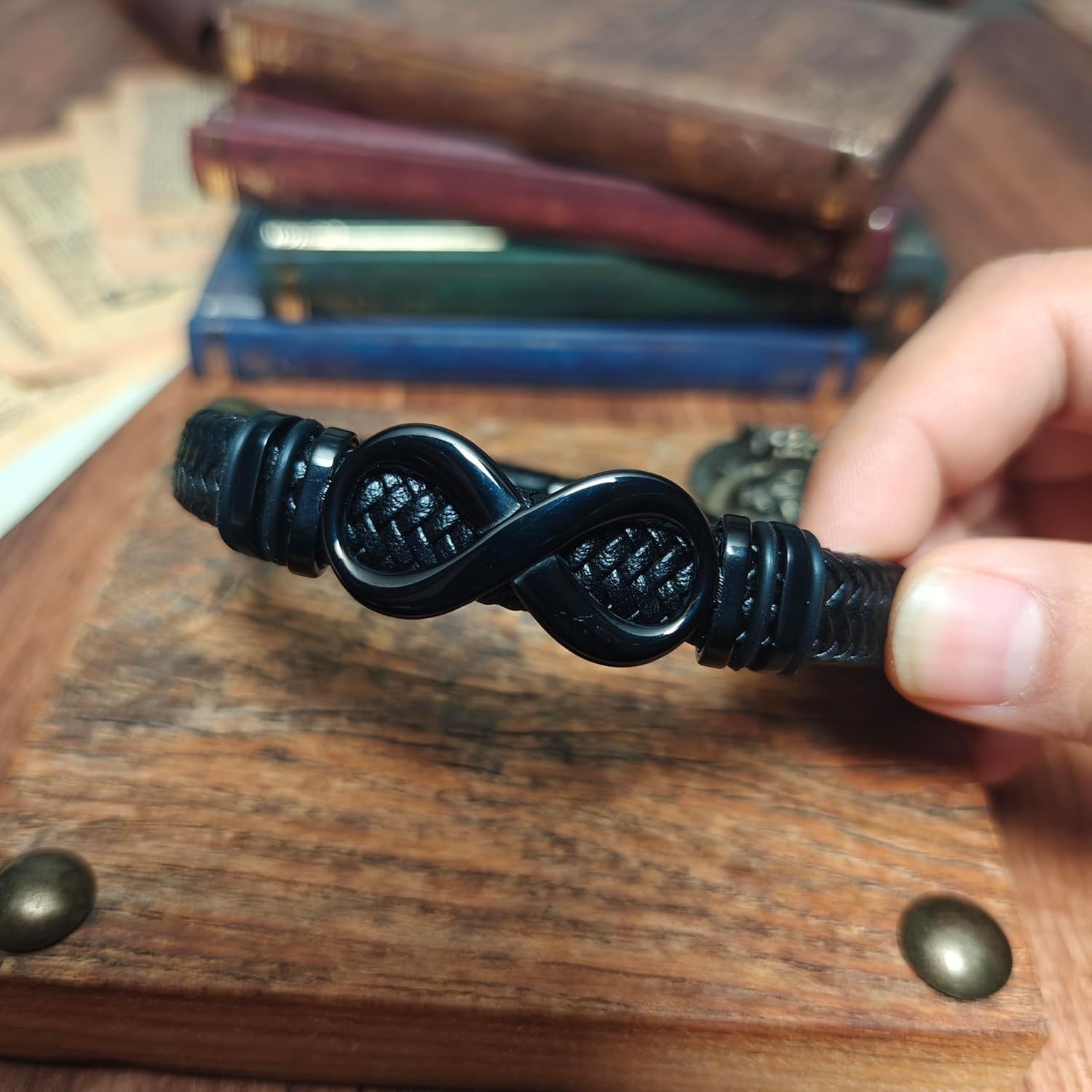 To My Man,Personalized Dual Name Infinity Leather Bracelet, Custom Name, Text and Icon Stainless Steel Braided Bracelet for Men/Women, Valentine Gifts for Him - Image 5