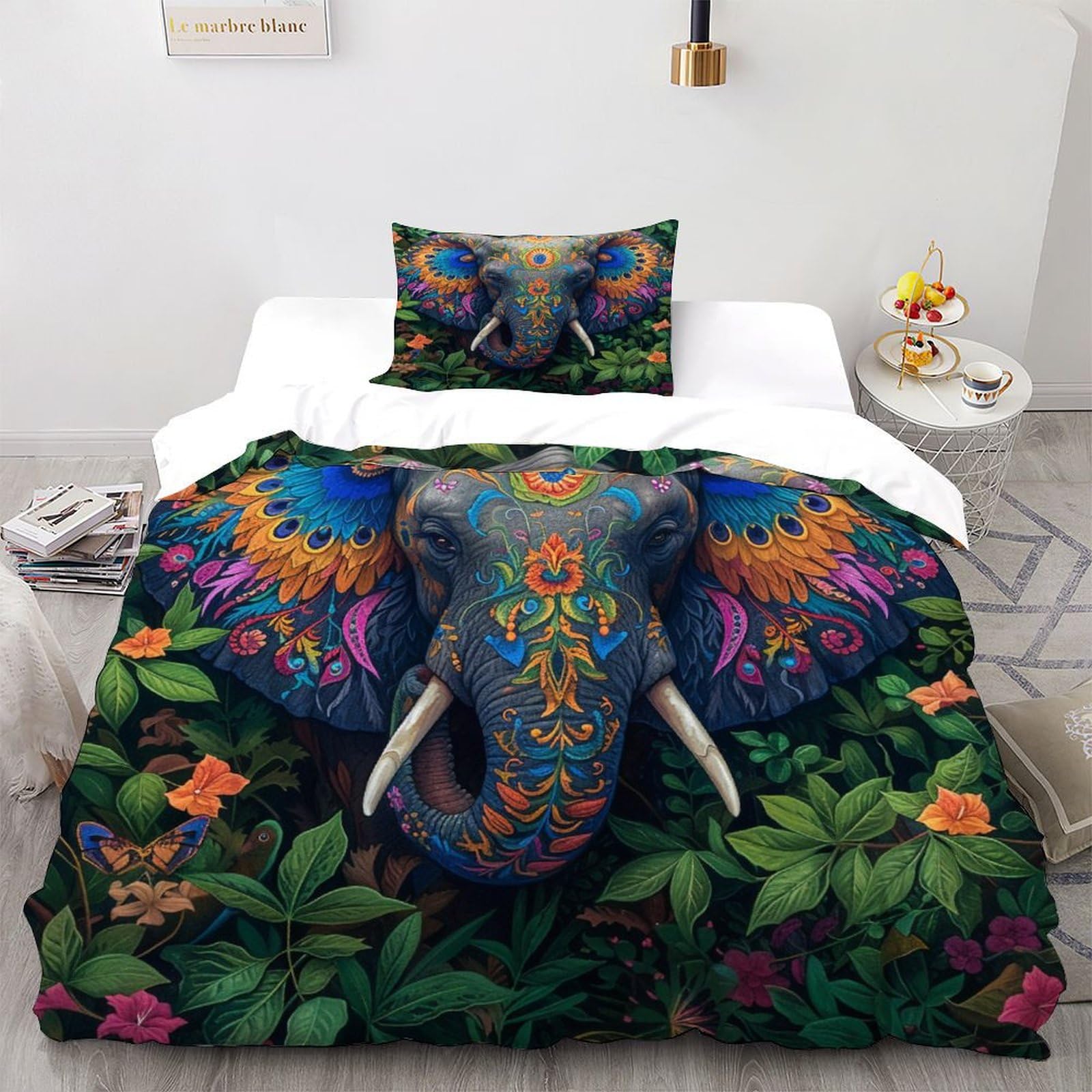 Housse de couette éléphant zippée 135x200cm pour en finir avec le lit froissé