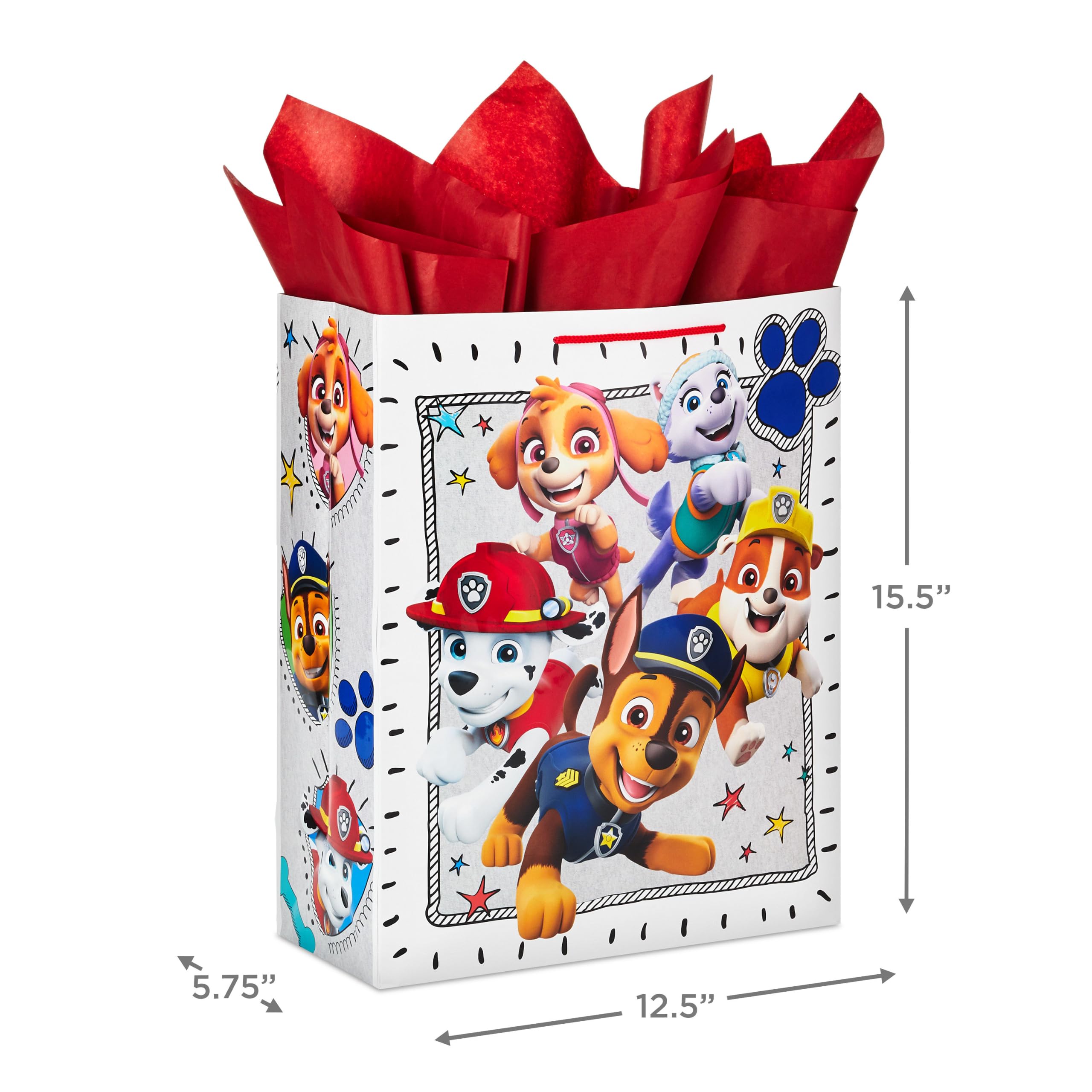 Hallmark 38,1 cm große Paw Patrol Geschenktüte mit Seidenpapier für Geburtstage, Kinderpartys, Weihnachten, Feiertage
