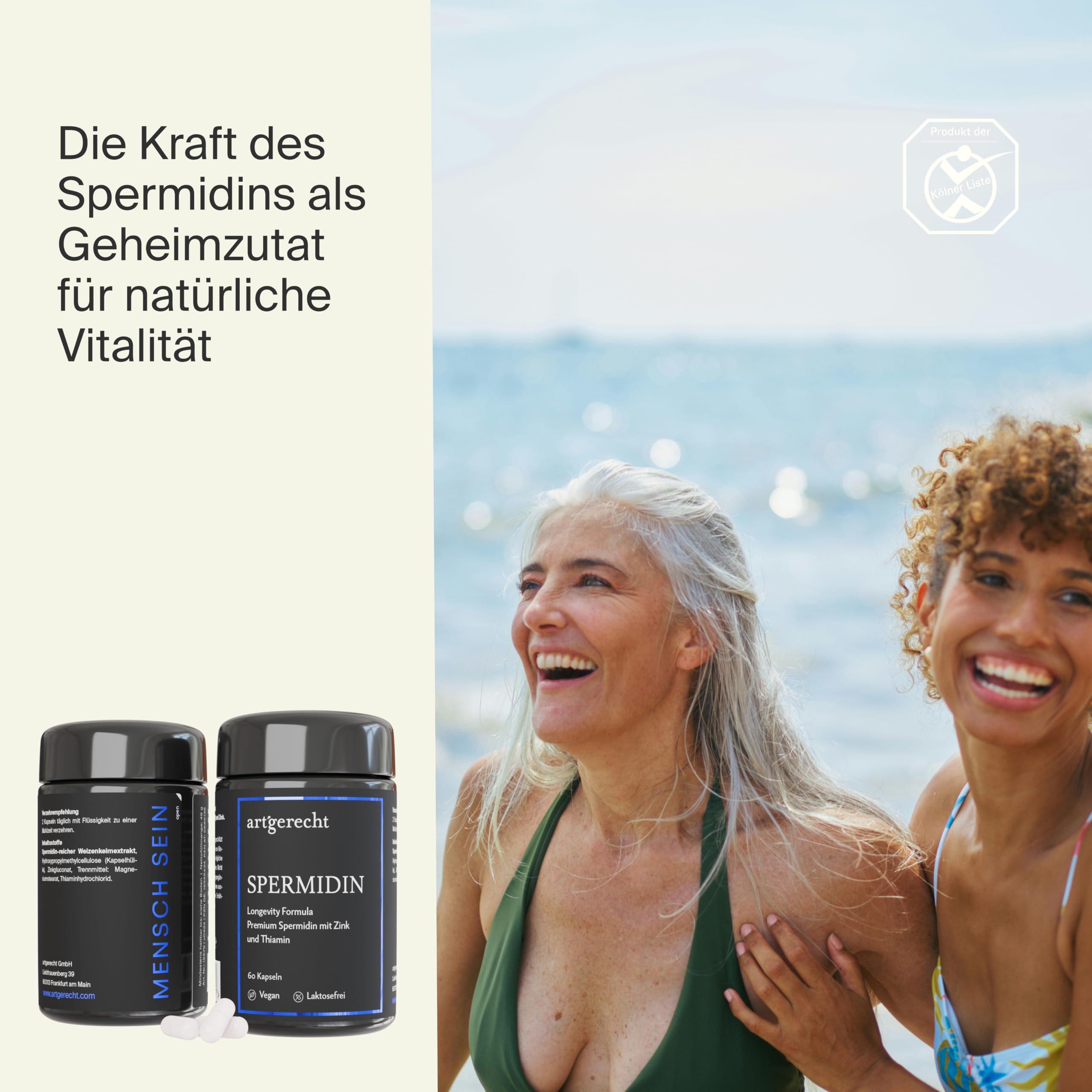 SPERMIDIN – 60 Kapseln mit 2 mg Spermidin pro Tag & CELVIO® Komplex aus Weizenkeimextrakt, Zink & Vitamin B1 | Unterstützt Zellschutz, Energie & geistige Leistung | Hochwertige Longevity-Formel, vegan