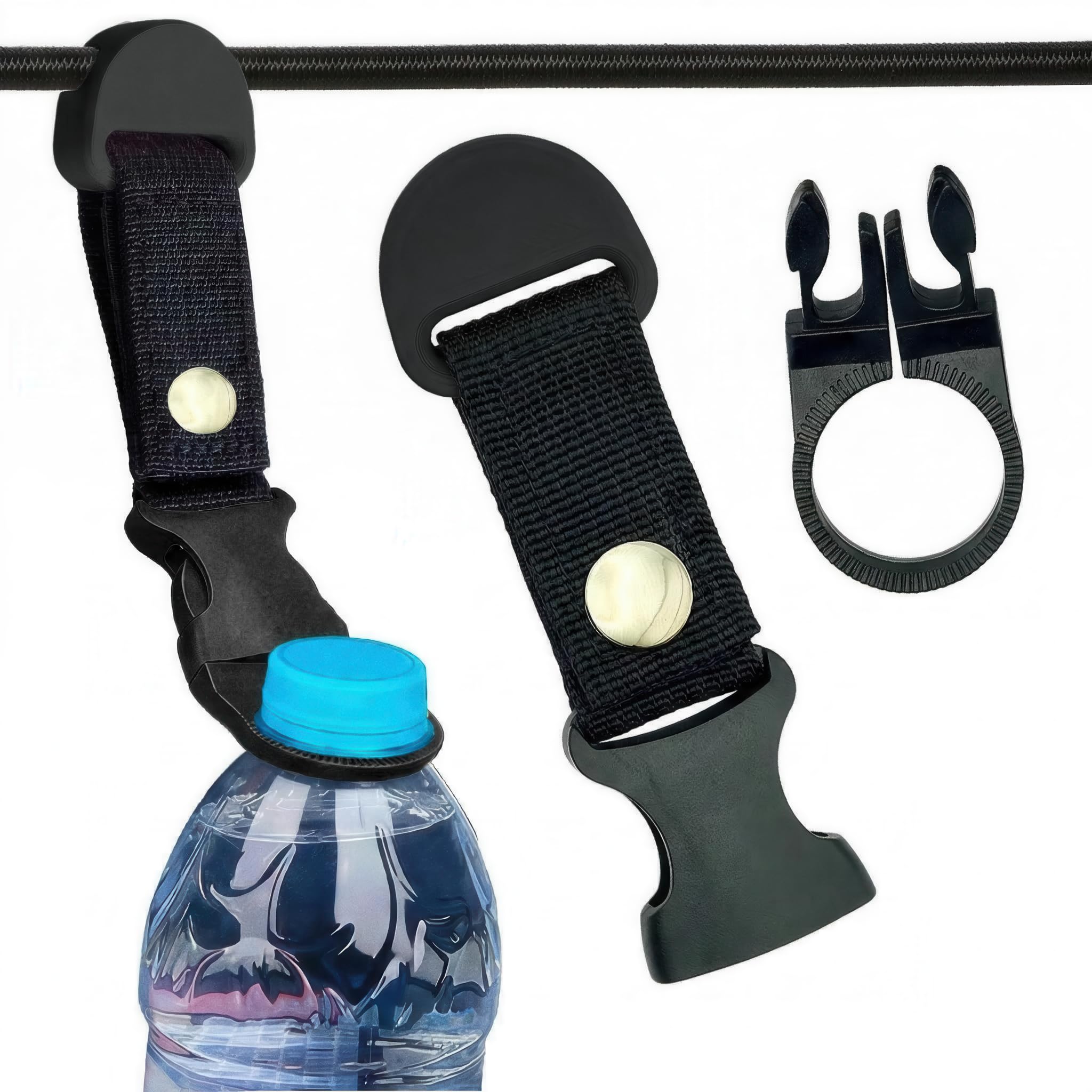 NookingtonsCo Paddle Board Bottle Holder - SUP Drink Bungee Clip for Kayak or Inflatable Board - ISUP Water Sports Paddleboard Accessories (2, Black)