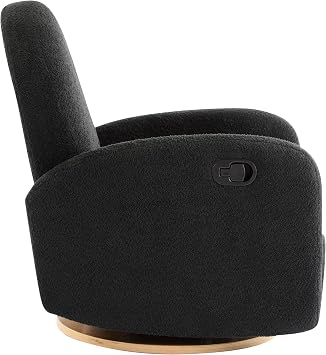 Christopher Knight Home Sidney Fabric Upholstered 360 Swivel Chair, Boucle Push-Back Recliner, Solid Wood Glider Recliner with Rotation, Living Room Lounge Sofa, Adjustable Comfy Reading Chair,Black