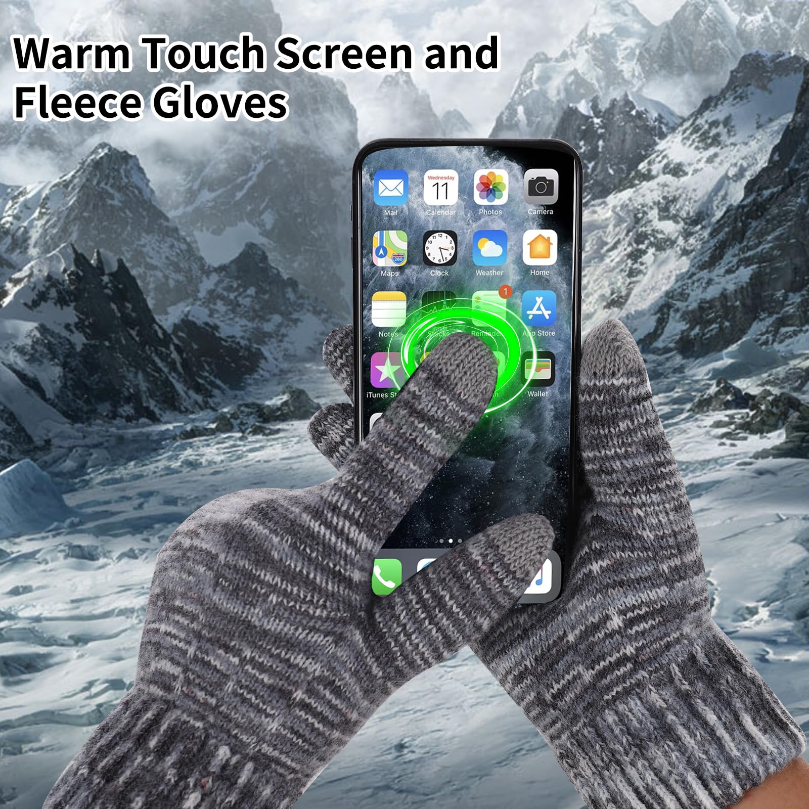Winter Beanie Mütze Schal Handschuhe Set für Frauen Klassische Beanie mit abnehmbarem Pom Pom Lange Schal Touchscreen Handschuhe 3 in 1 Set