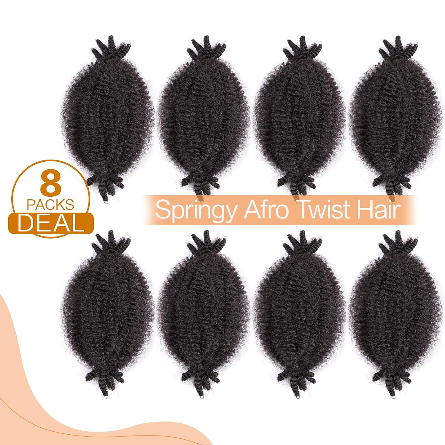 Marley Twist Braiding Hair 8Inch 8 Packs, Spring Twist Hair Synthetic Soft Locs, Mini Twist Passion Twist Crochet Hair for Black Women (8 Inch,8Pack,2#)