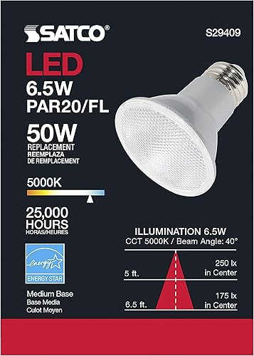 Miniatura 5 de Satco S29409 6.5 vatios; LED PAR20; 5000 K; paquete de 24 cumple con California