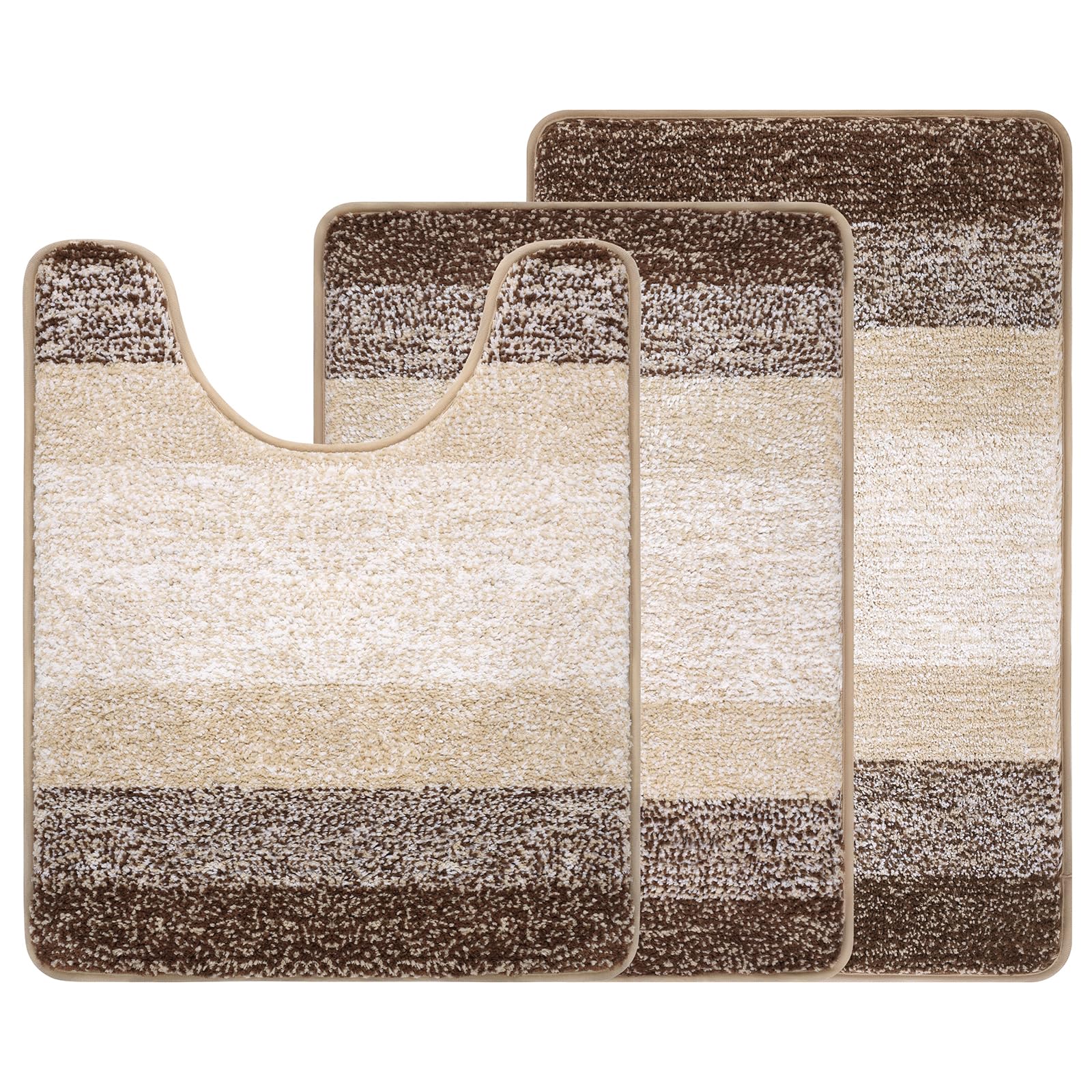 Enyhom Bath Mat Sets 3 Piece Non Slip Washable Bathroom Mat and Pedestal Mat for Toilet Soft Water Absorbent Bath Toilet Rug Floor Shower Rug - Image 2