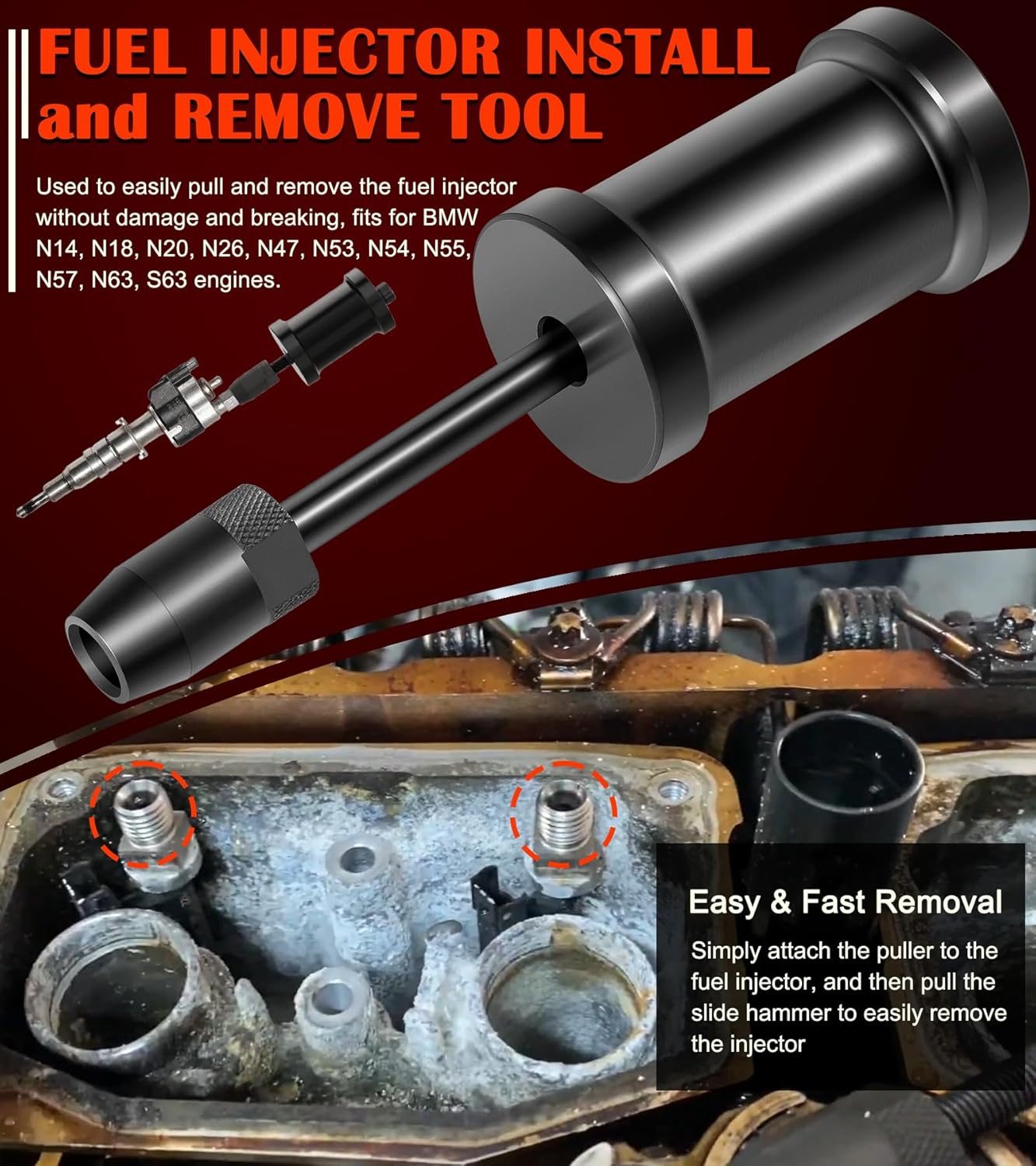 16PCS Engine Camshaft Timing Locking Tool Kit Fits for BMW N20 N26 Engines, with 2801 Flywheel Holder + 7676 Oil Seal Repair Kit + Fuel Injector Removal Tool, Engine Alignment Locking Timing Tool Kit