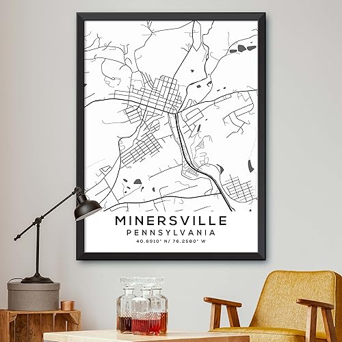 Map of Minersville, Pennsylvania, Light 2 (8x10)