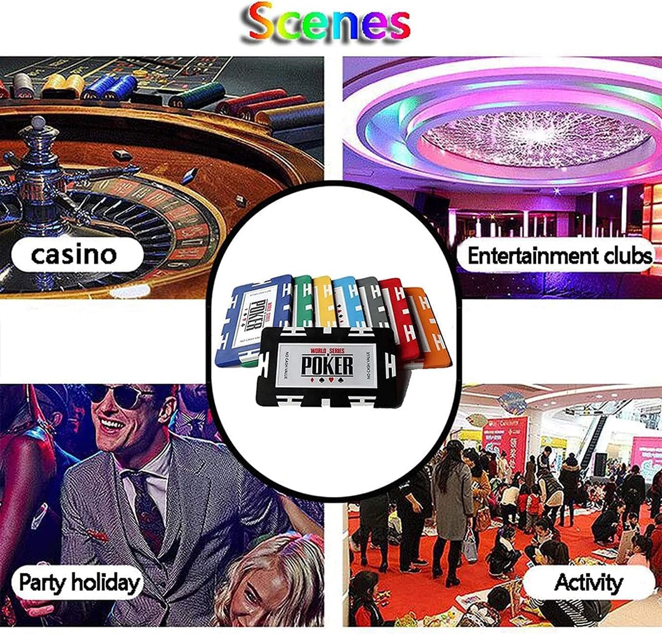 50 PCS Poker Chips Counting Game Chips, ABS Rectangular Poker 30 Gram Poker Set Texas Holdem Blackjack Bingo Chips