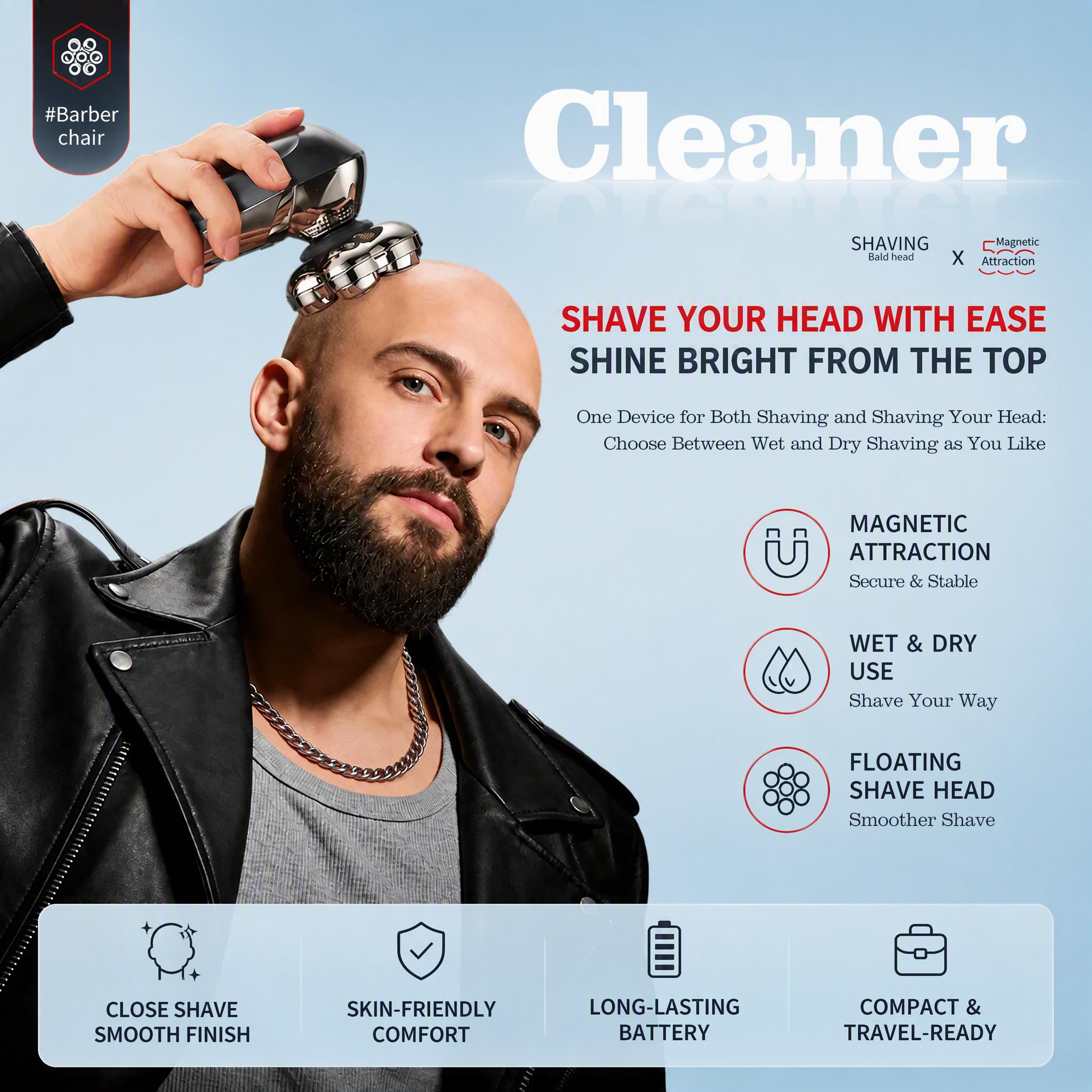Rasoir de tête 7D pour hommes chauves