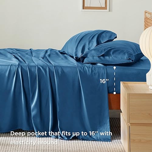 Miniatura 3 de Bedsure Juego de sábanas tamaño California King, sábanas refrescantes, rayón derivado de bambú, bolsillo profundo de hasta 16 pulgadas, sábanas
