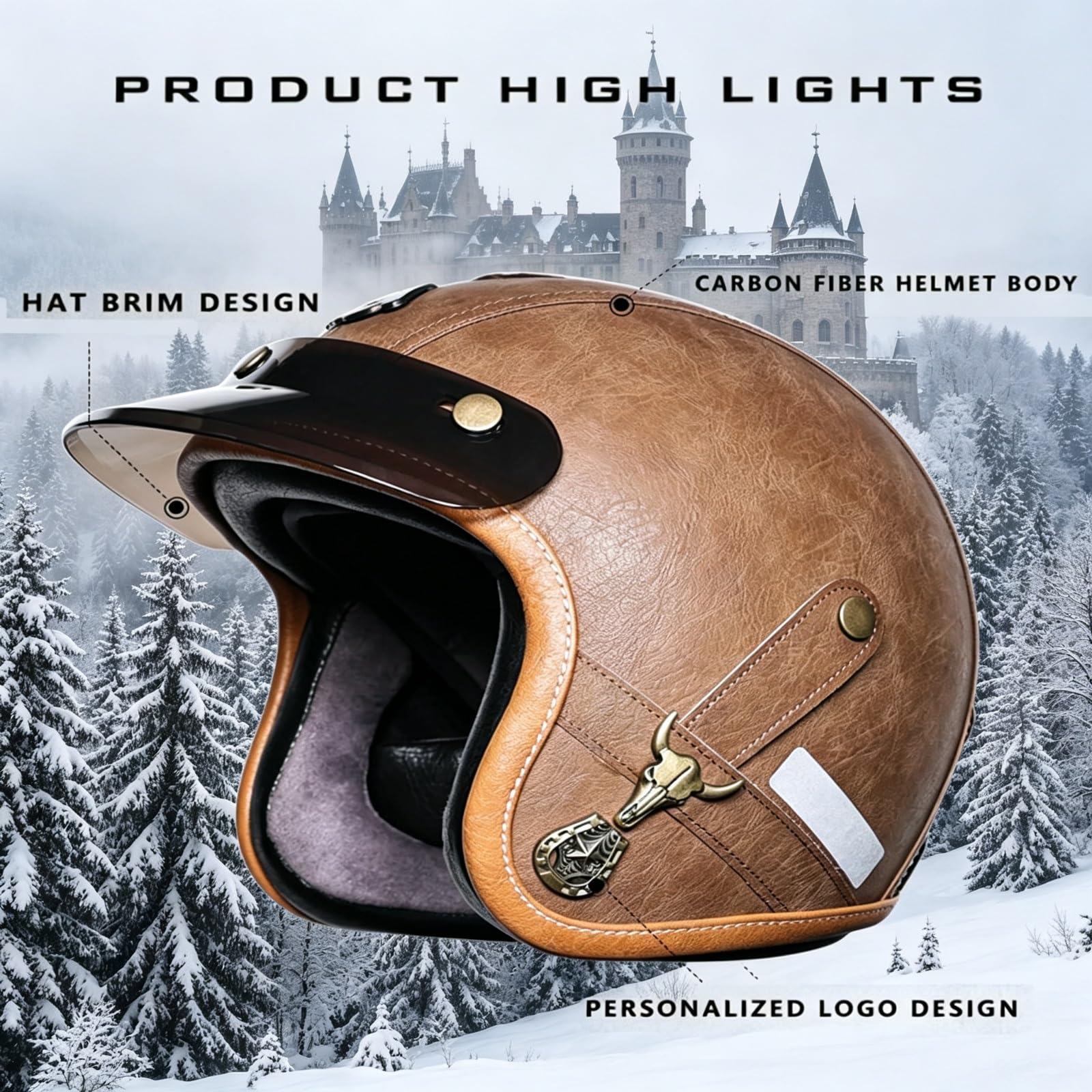Klasyczny Kask Jet Certyfikat ECE 22.06 & Atest DOT, Dopuszczony do ruchu Kask Motocyklowy Retro Otwarty z Blendą Przeciwsłoneczną, Zewnętrzna Szybka Odczepiana, Klamra Mikrometryczna