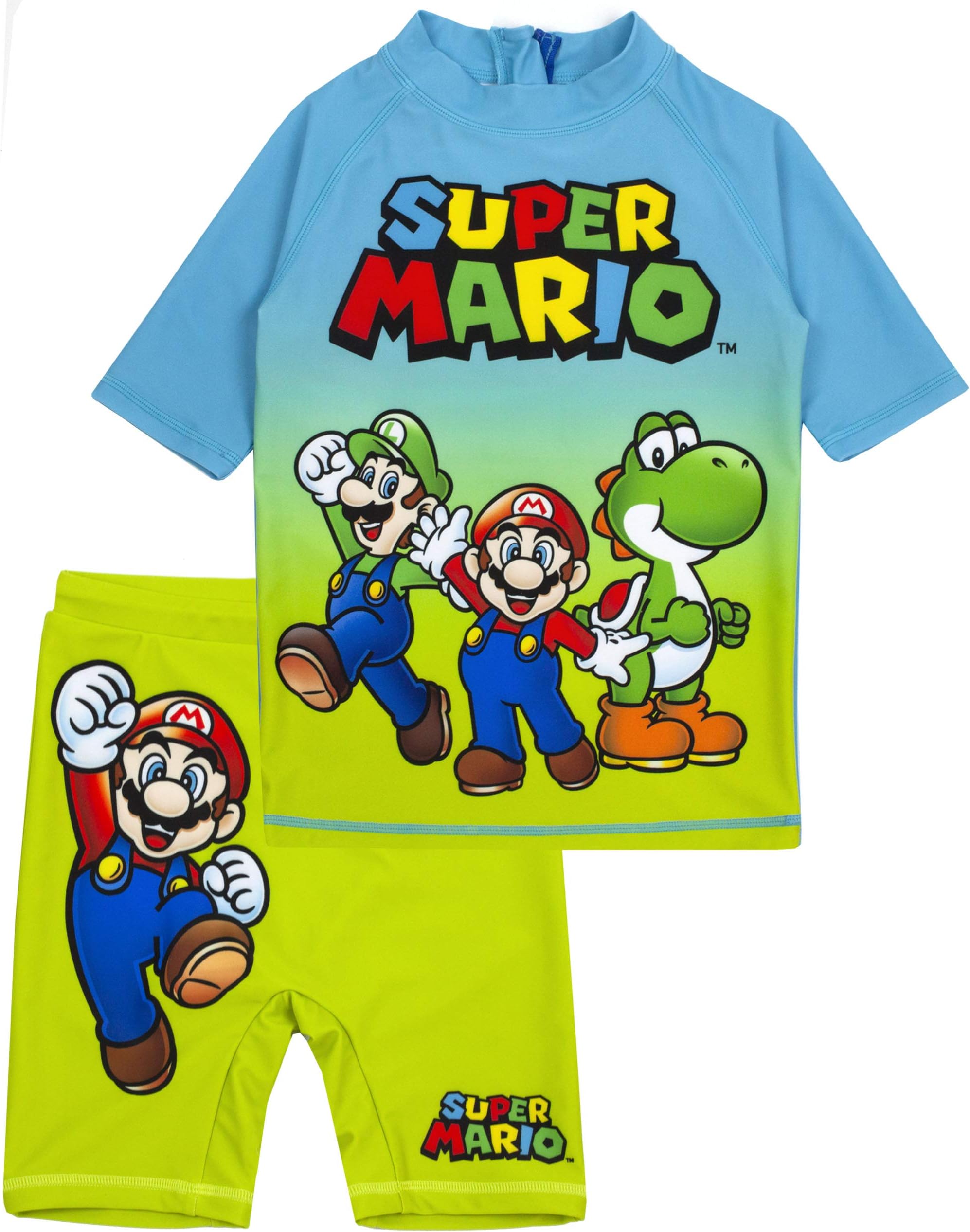Super Mario Swimsuit Boys UV50 Sun Safe Two Piece Top & Shorts Costume