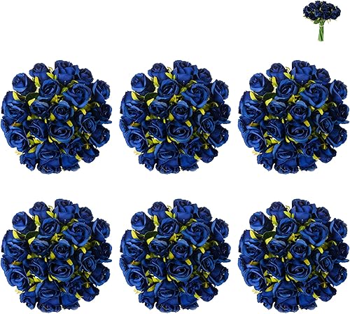 Miniatura 8 de BLOSMON Rosas artificiales de 24 cabezas rosas falsas rosas y champán ramo de boda para novia arreglos florales de rosas artificiales a granel para