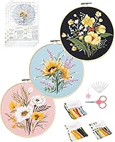 Vista 10 de Santune - Kit de bordado de abeja para principiantes, kits de bordado a mano con patrones de animales e instrucciones