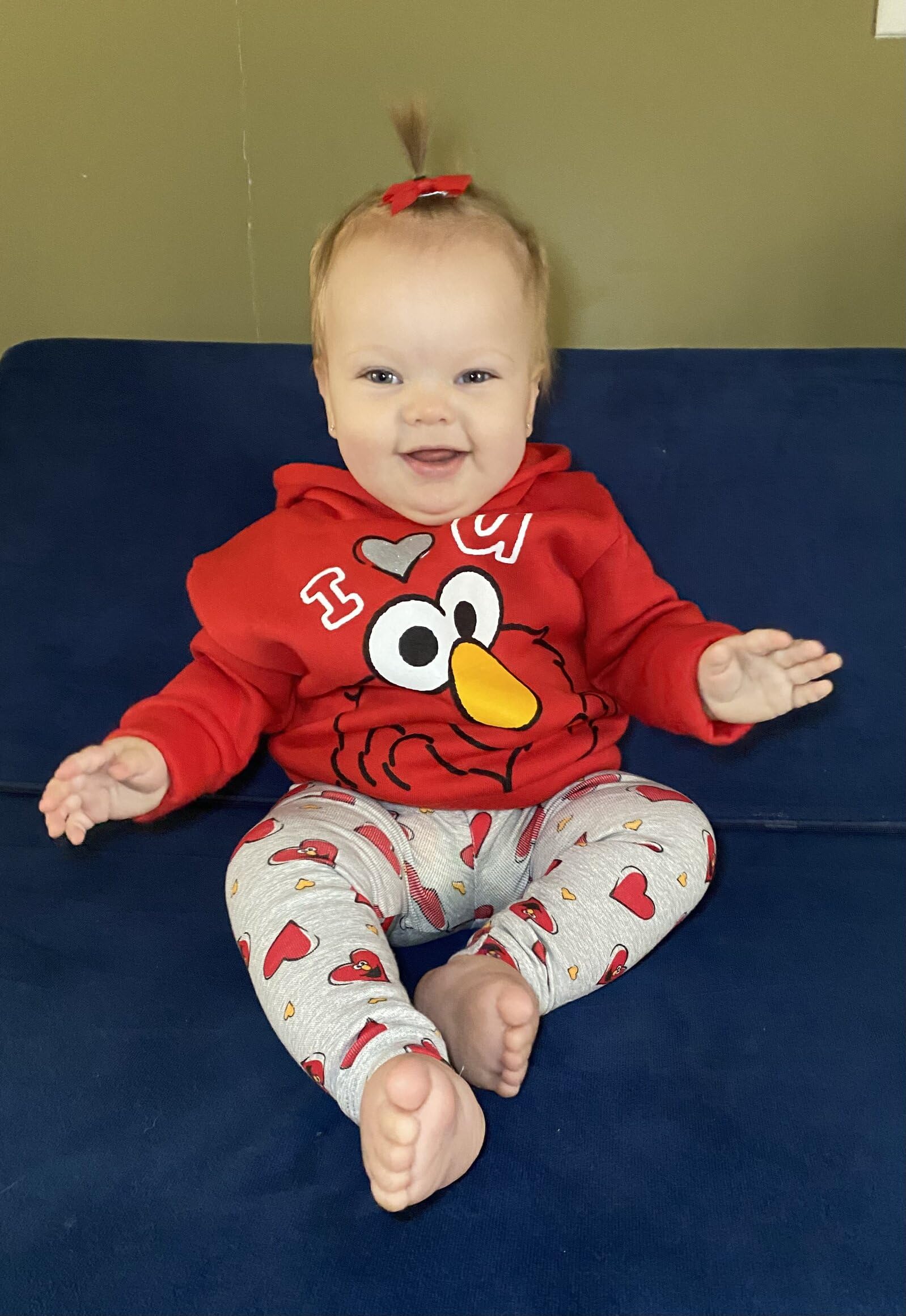 Sesame Street Elmo Toddler Girls Pullover Fleece Hooded Legging Set 2T
