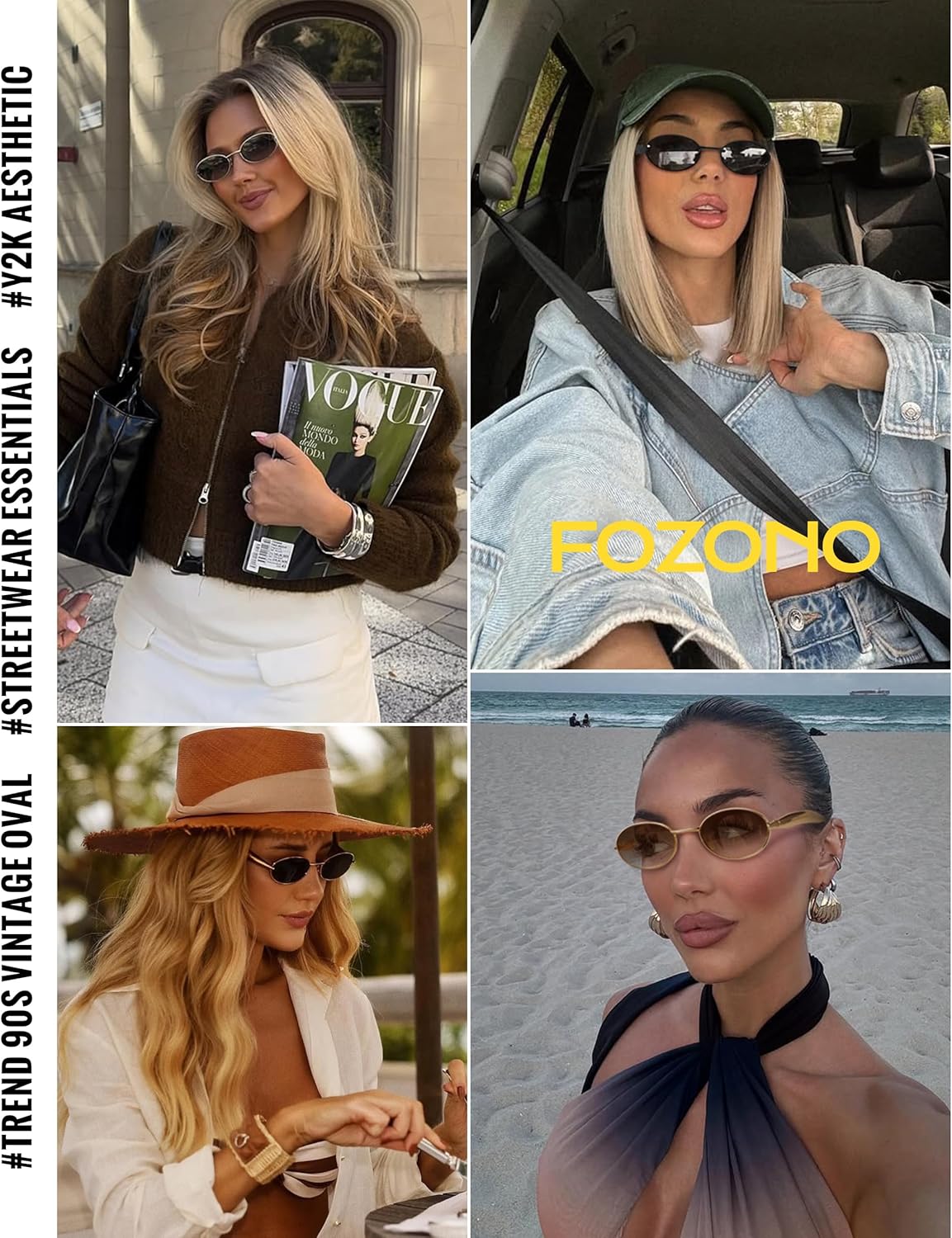 Sardine Oval Sunglasses for Women Men - UV400 Gold Metal Frame Retro Shades - Image 3