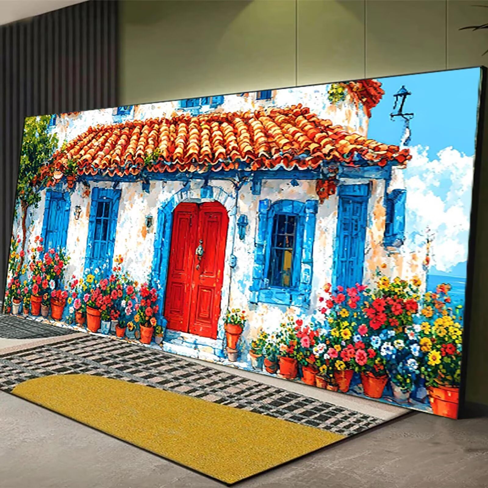Malen nach Zahlen Kinder Blume, Malen Nach Zahlen Erwachsene Geschenke Home Wand Dekor Bastelset, Malen nach Zahlen Kleines Gebäude | Malen nach Zahlen Ohne Rahmen (60x120cm) Bastelset Erwachsene P-1
