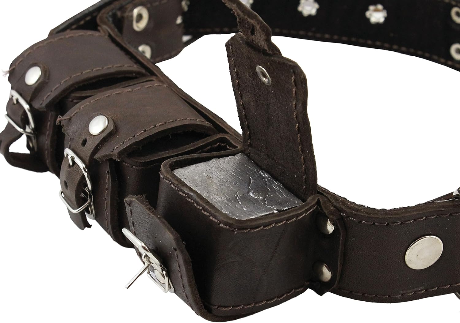 6lbs Genuine Leather Weighted Dog Collar for Exercise and Training. Fits 19"-24" Neck Size