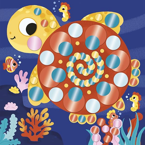 Janod - Gommettes Rondes Effet Métalisées - 4 Tableaux + 4 Planches de Gommettes - 3 Tailles de Stickers - Dès 3 Ans - 5