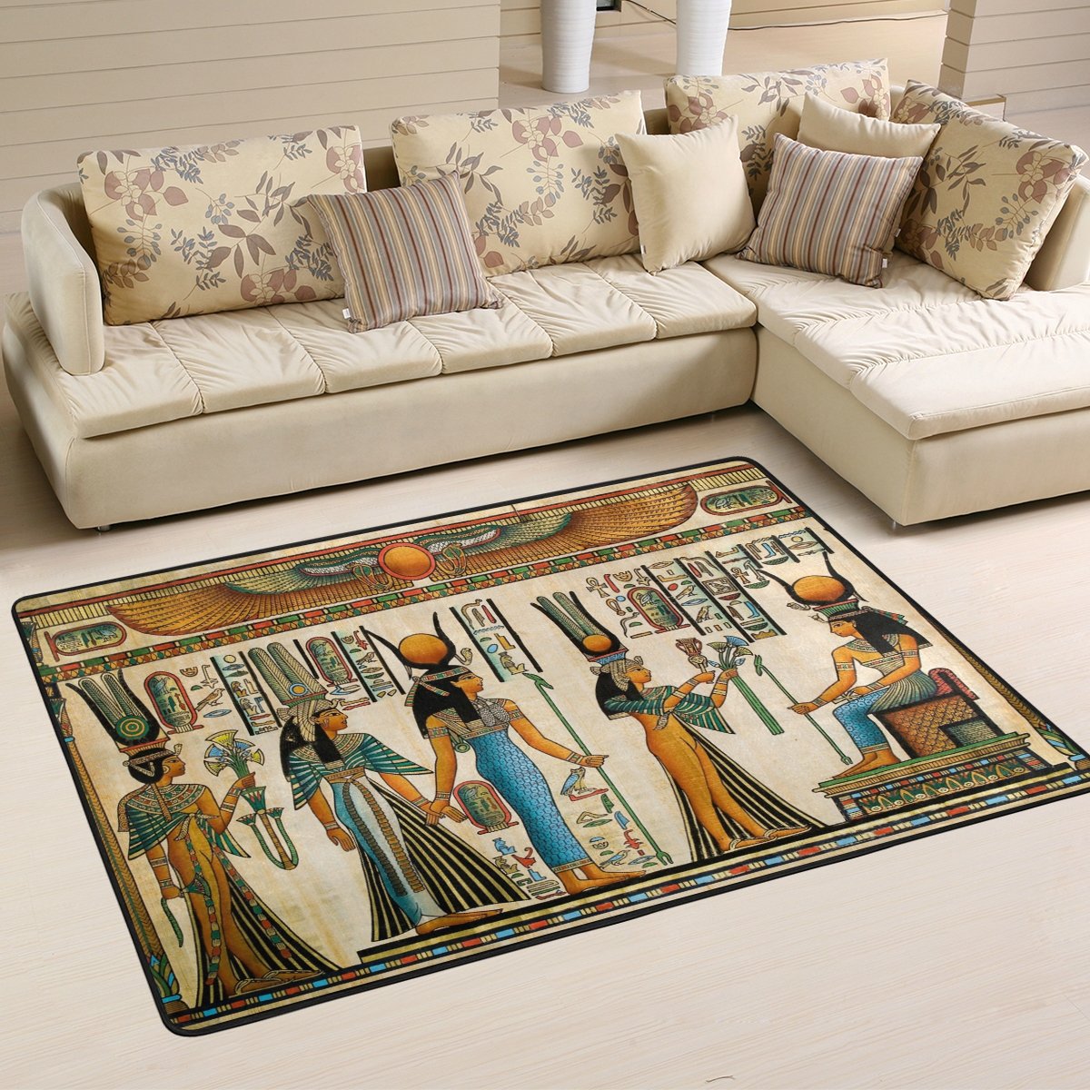 ALAZA Retro Ancient Egyptian Culture Area Rug Rugs Mat for Living Room Bedroom 6'x4'