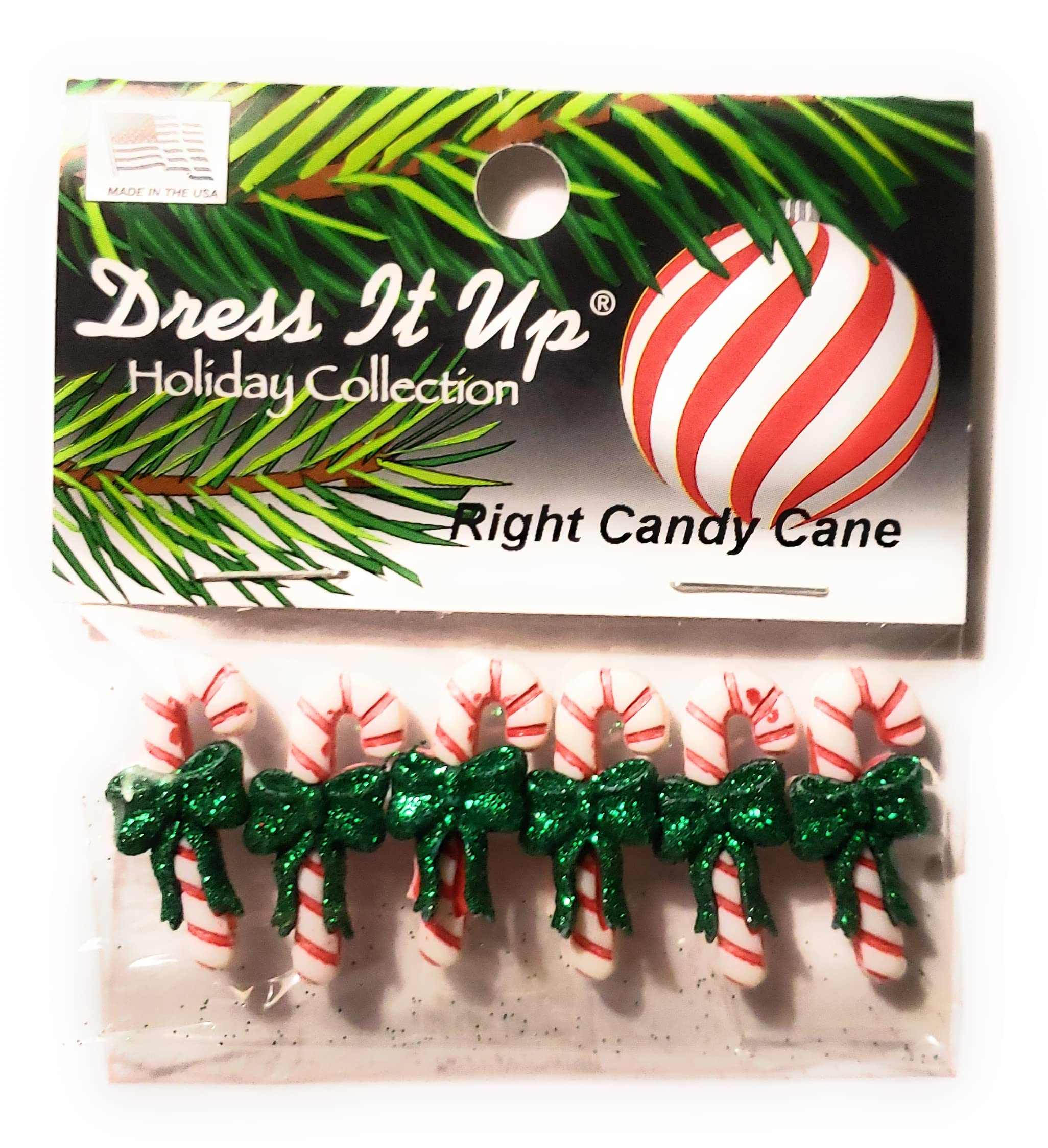 Amazon.com: Right Candy Cane - Holiday Collection by Dress it Up Buttons &  Embellishments - 6 Pieces