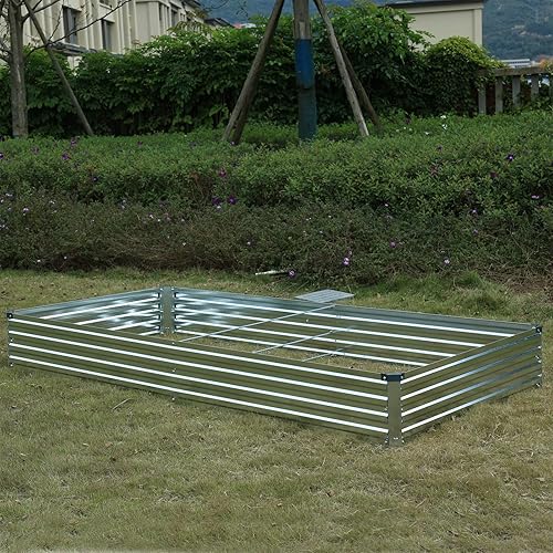 Miniatura 6 de zunatu Cama de jardín elevada galvanizada de 8 x 4 x 1 pies, jardinera para exteriores, kit de cama de metal para plantar verduras, flores y