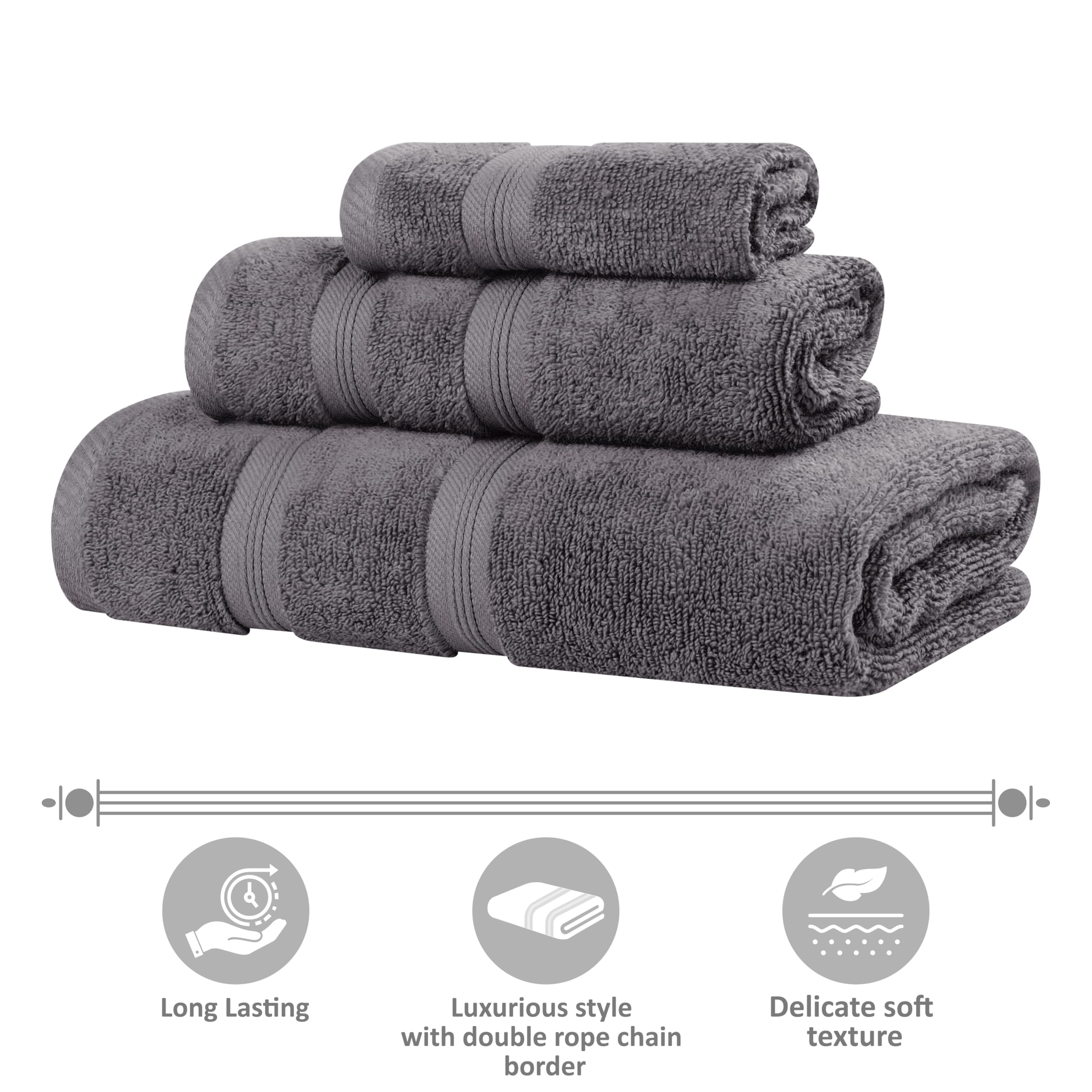 Superior Set di 6 asciugamani in cotone di alta qualità, morbidi asciugamani in peluche per spa, palestra, bagno, bagno degli ospiti, salone, cucina, arredamento, base per la casa, qualità