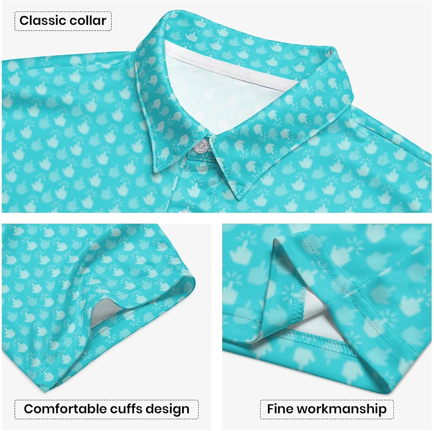 Golf Polo Shirts for Men Funny Print Short Sleeve Golf Shirts Performance Golf Polos
