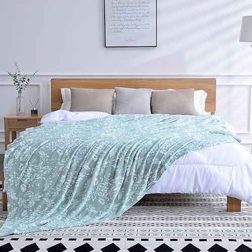 Miniatura 6 de SOCHOW - Manta Uragiri, de franela, vellón, ligera, muy suave y acogedora, de 50 x 60 pulgadas, en color celadón