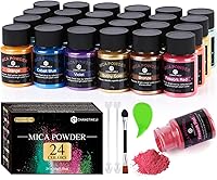 CHANGTIKEJI Mica Powder 24 Colors, 10g/Bottle Natural Pigment for Epoxy Resin, Soap, Candle Making, Nail Polish, Bath Bombs