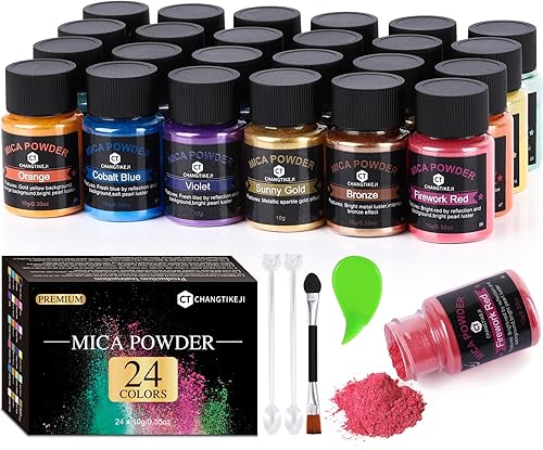 Miniatura 1 de CHANGTIKEJI Polvo de mica para resina epoxi 9.88 oz  70 colores pigmento perlado en polvo  fácil de mezclar y natural para hacer jabón, velas,