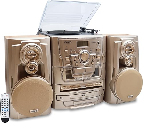 Miniatura 3 de Jensen Reproductor de CD estéreo de alta fidelidad todo en uno y sintonizador de radio digital AMFM, reproductor de cassette reproductor de casete