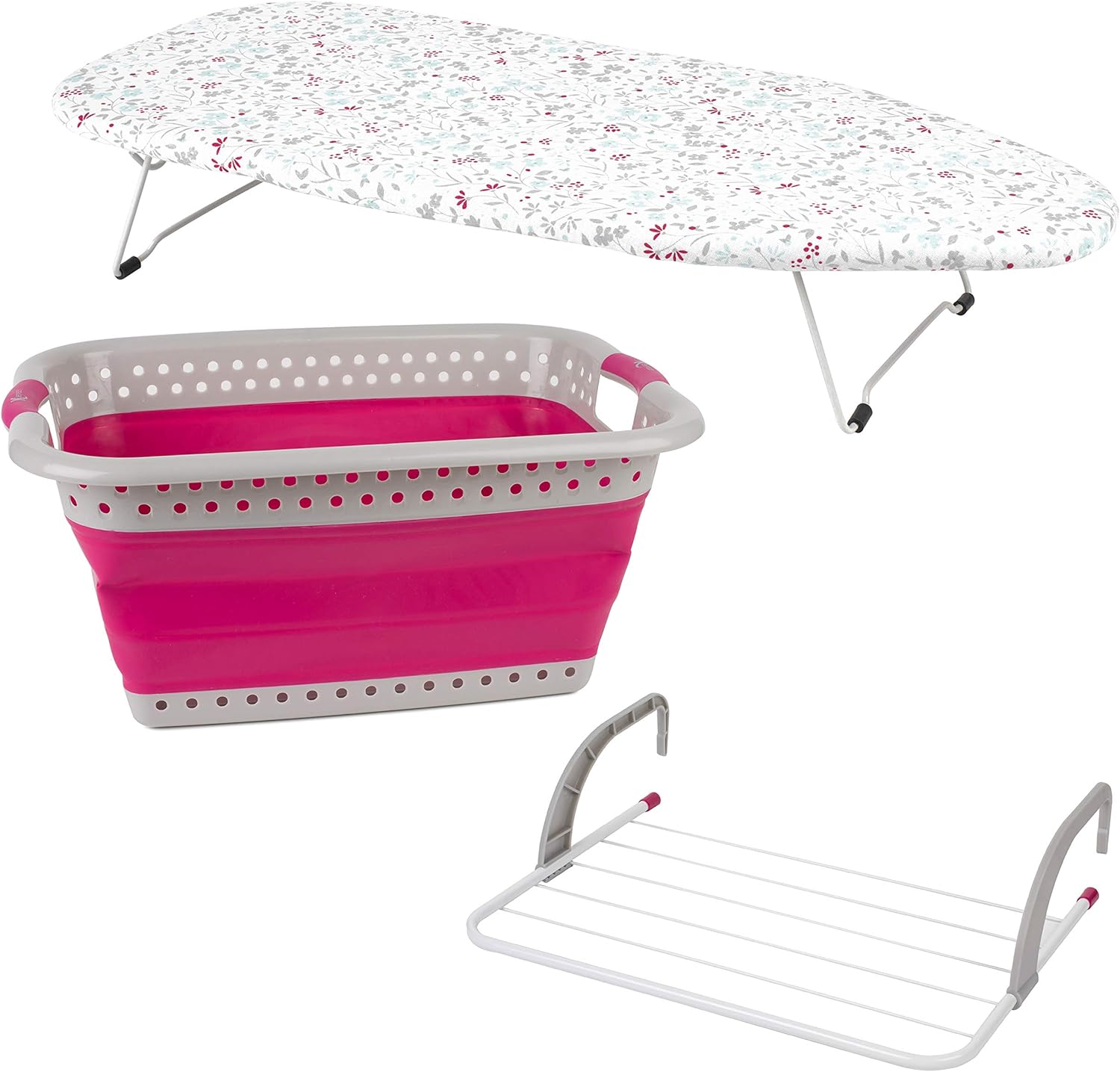 Kleeneze COMBO4120 3Piece Laundry Set Tabletop Ironing Board