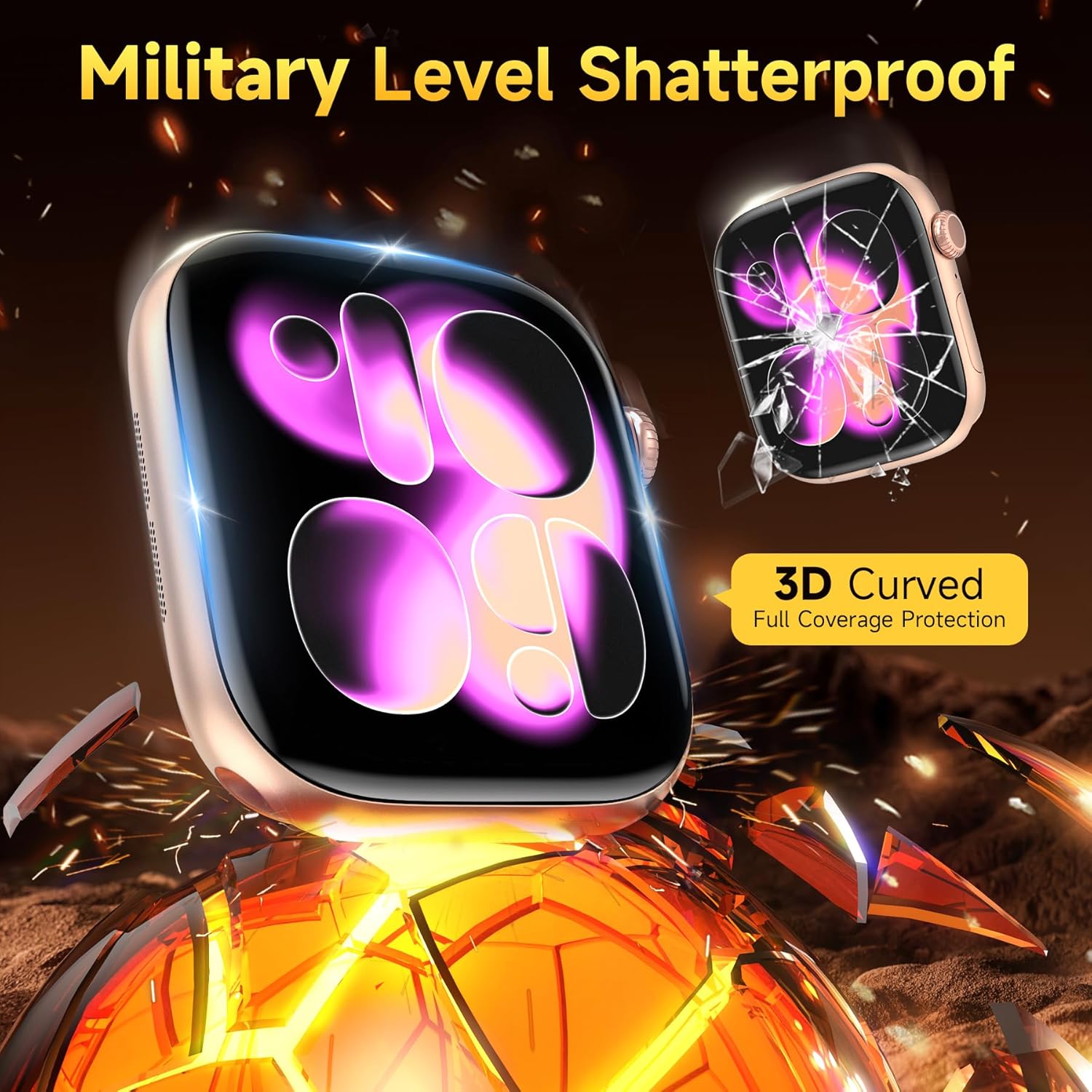 EWUONU 9H+ Glass for Apple Watch Series 11/10 Screen Protector 42mm, 2 Pack Tempered Glass Automatic Align Tech 0 Bubble 3D Full Coverage Waterproof Film, Strong Adhesion for iWatch Cover Accessories