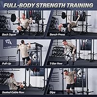 Vista 7 de MAJOR FITNESS Drone3 Power Rack, 2500lbs Multi-Function Home Gym Squat Rack with Dual Pulley System, Pull-Up Bar & J-Hooks, Heavy-Duty Steel Frame