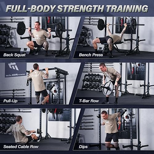 Miniatura 7 de MAJOR FITNESS Drone3 Power Cage - Estante de potencia multifunción para gimnasio en casa, estante para sentadillas con barra de dominadas, sistema