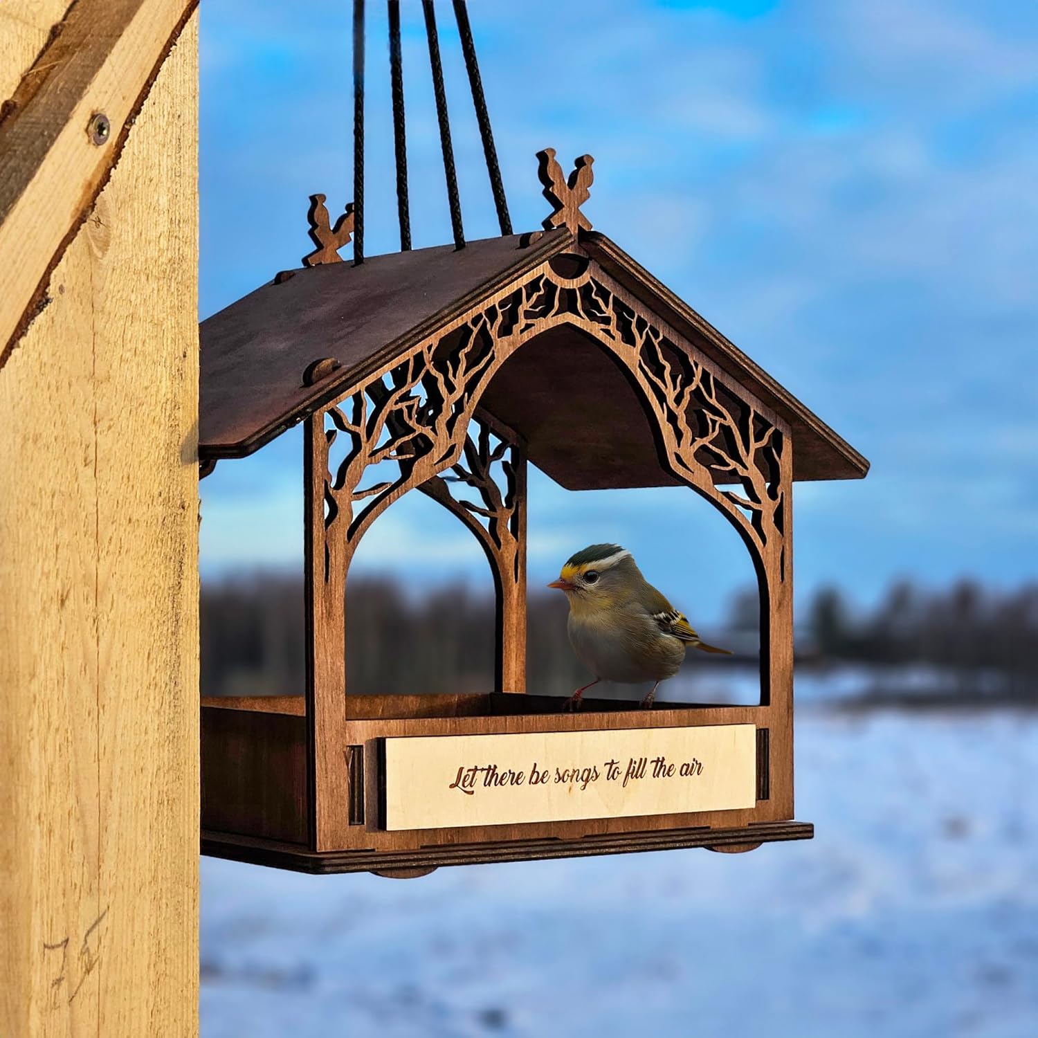 Memorial Bird Feeder, Wooden Outdoor Hanging Bird Feeder for Small Wild Birds, Thoughtful Garden Gift for Sympathy, Mother’s Day, Remembrance, or Nature Lovers - Image 6