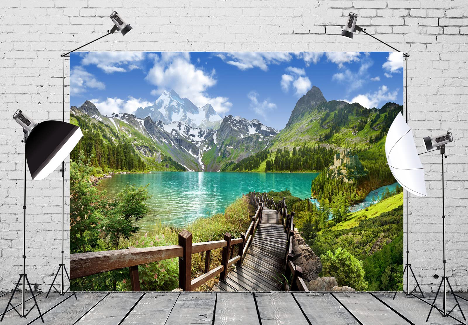BELECO 3.6x3m Sfondo Tessuto Lago-Montagna